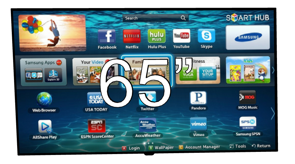 TV65" on wall/or TV-stand(e)