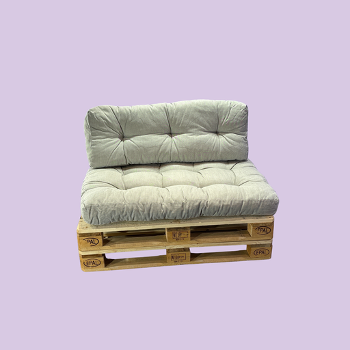 [2102] Pallet Sofa Module with Beige Cushions