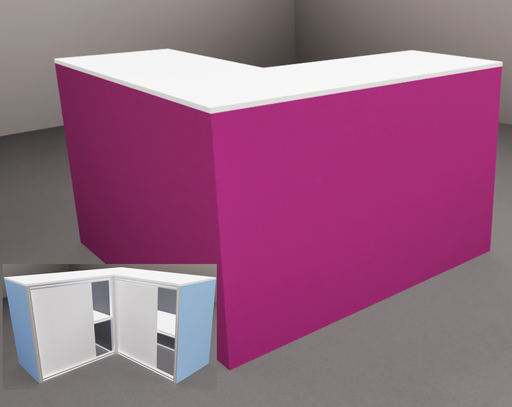 [2141] Corner desk with print 